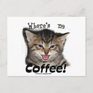Wo ist mein Kaffee Cat? Postkarte