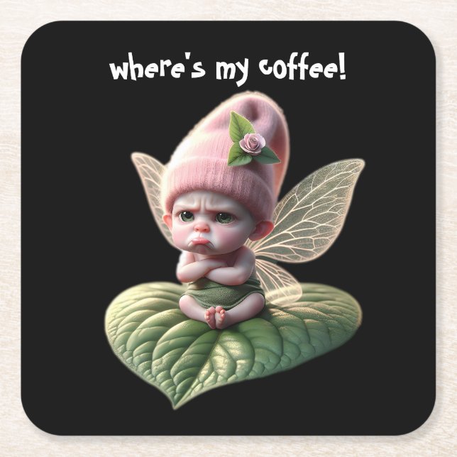 Wo ist mein Kaffee! Rechteckiger Pappuntersetzer (Vorderseite)