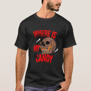 Wo ist mein Süßigkeiten - Flammender Totenkopf Hal T-Shirt