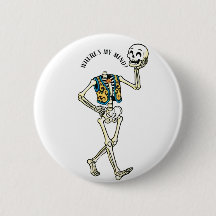 Wo ist mein verrückter Halloween-Skelett-Rundbutto