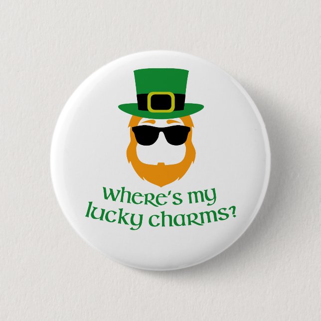 Wo ist meine Glücksbringer? St- Patricktageskobold Button (Vorderseite)
