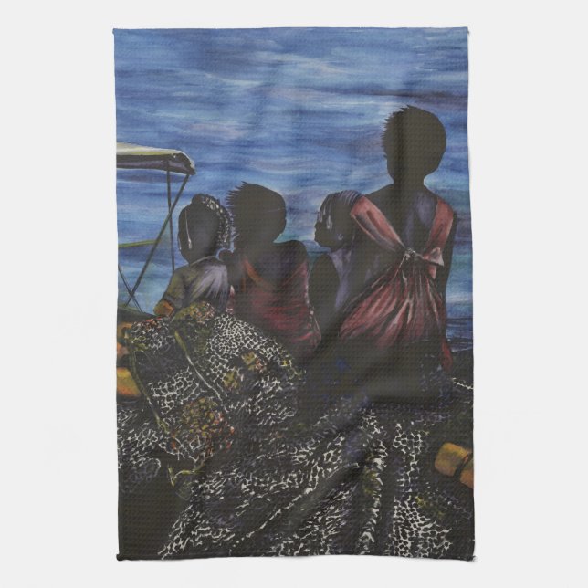 Wo ist Papa? Hafen Geschirrtuch (Vertikal)