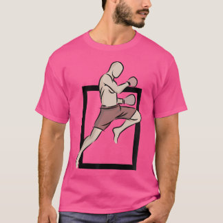 Wo Muay Thai Line Art Zeichn Kick Boxen für m T-Shirt