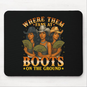 Wo sie bei Boots auf dem Boden-Schwarzwesten flieg Mousepad