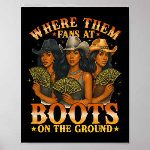 Wo sie bei Boots auf dem Boden-Schwarzwesten flieg Poster