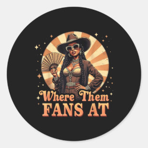 Wo sie bei Cowgirl Retro Western Grafik finden Runder Aufkleber