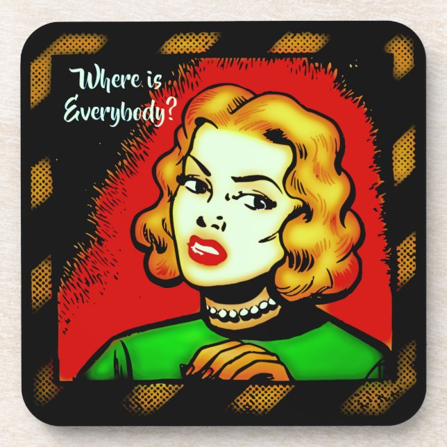 Wo sind alle? Retro-Comic-Untersetzer Getränkeuntersetzer (Vorderseite)