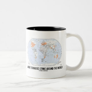 Wo Tornados auf der ganzen Welt schlagen (Karte) Zweifarbige Tasse