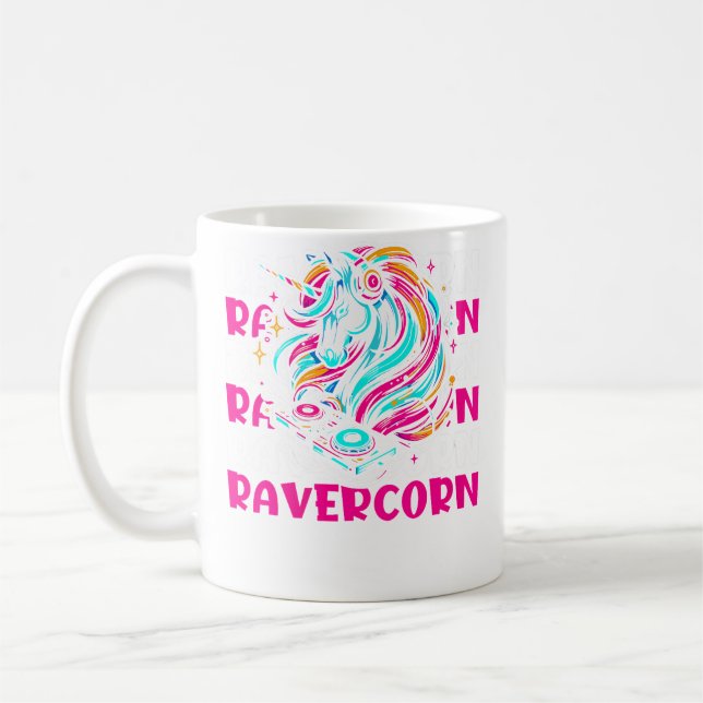 Wo Unicorn Electro Rave Raver Hardtekk Techno Rave Kaffeetasse (Links)