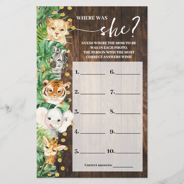 Wo war die Mama, Safari Baby Shooting Game Card zu Flyer (Vorne)