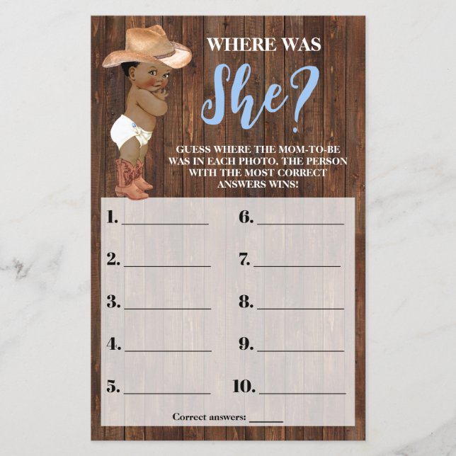 Wo war ihre Cowboy-Babyduschkarte? Flyer (Vorne)