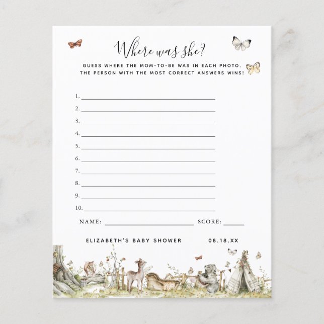 Wo war sie? | Baby Showspiel (Vorderseite)