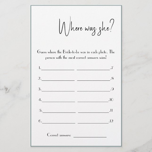 Wo war sie? Showgame Card Flyer (Vorne)