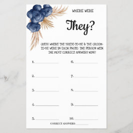Wo waren sie BlueFlower Brautparty Game Card? Flyer