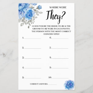 Wo waren sie BlueFlower Brautparty Game Card? Flyer