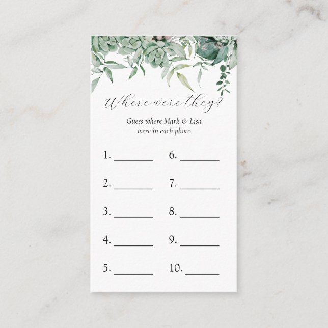 Wo waren sie? Brautparty Game Card Begleitkarte (Vorderseite)