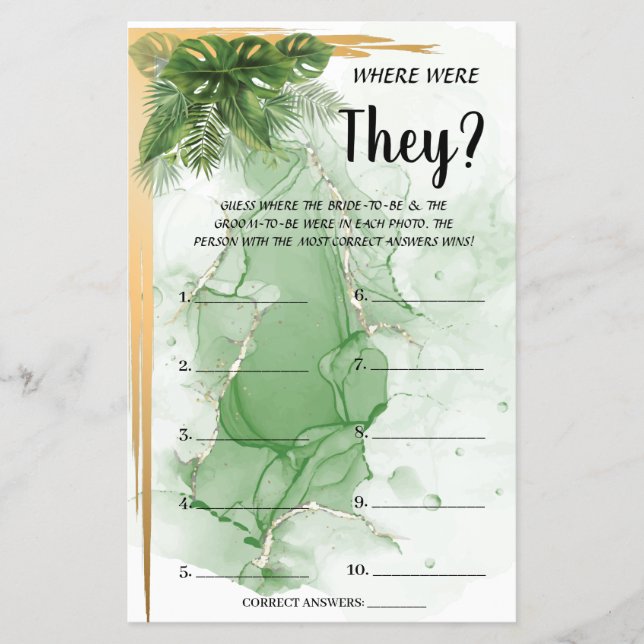 Wo waren sie Brautparty Game Card? Flyer (Vorne)