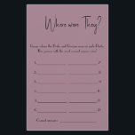 Wo waren sie? Brautparty Game Card Flyer<br><div class="desc">Fügen Sie Ihrem Brautparty mit dieser Spielkarte "Wo waren sie?" Spaß hinzu! Die Gäste erraten, wo Braut und Bräutigam in jedem Foto waren - die richtigen Antworten gewinnen. Ideal für Brautpartys, Polterabende, Verlobungsfeiern und Bachelorettes. Erhältlich in elegantem Grün, lila und Weiß. Eine stilvolle und interaktive Art, Ihre Gäste zu unterhalten!...</div>