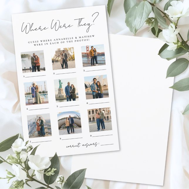 Wo waren sie Brautparty-Spiel (Where Were They Bridal Shower Party Game )