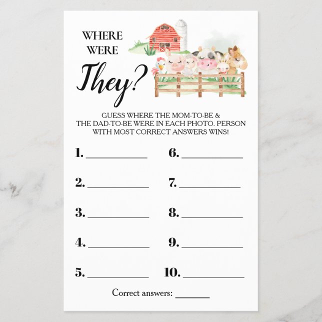 Wo waren sie Farm Baby Showcard? Flyer (Vorne)
