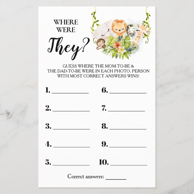 Wo waren sie Jungle Baby Showcard? Flyer (Vorne)