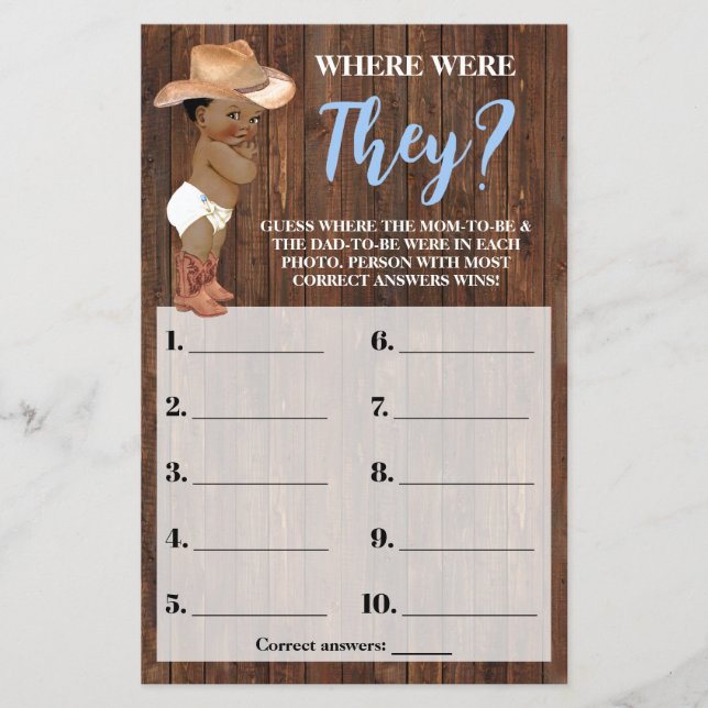 Wo waren sie OM Cowboy Baby Duschkarte? Flyer (Vorne)