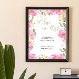 Wo waren sie pinkfarbenes blumengeschichtliches Br Poster