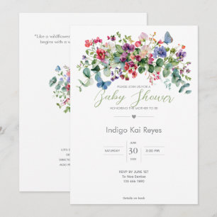 Wo Wildblumen wachsen Babyparty Einladung