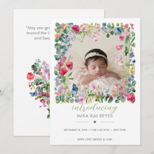 Wo Wildblumen wachsen Willkommen Baby Einladung