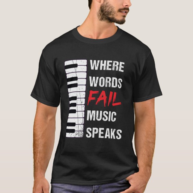 Wo Worte Versagend Musik sprechen Weltfrieden in d T-Shirt (Vorderseite)