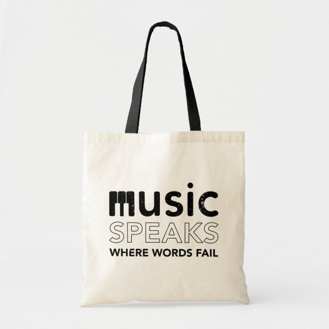 Wo Wörter Musik Versagte Zitate mit Klaviertasten Tragetasche (Vorne)