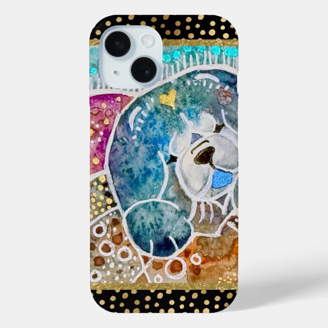 WOBBLE-ROCK Chow Hund Aquarell Batik IPhone 15 Case-Mate iPhone Hülle (Rückseite)