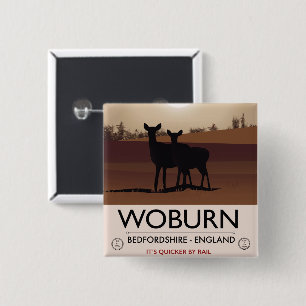 Woburn - Bedfordshire Vintage Reiseposter. Button