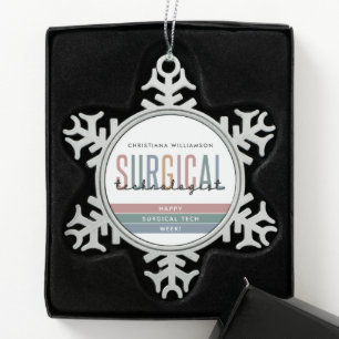 Woche der personalisierten Chirurgie oder Technik Schneeflocken Zinn-Ornament