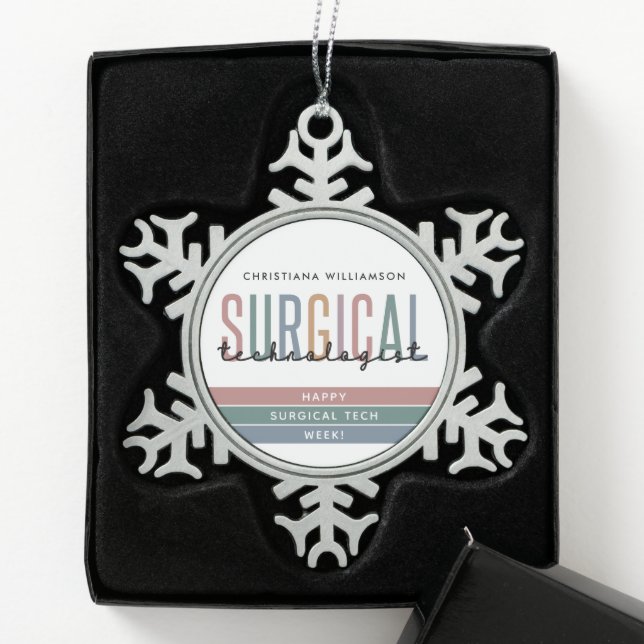 Woche der personalisierten Chirurgie oder Technik Schneeflocken Zinn-Ornament (Box)