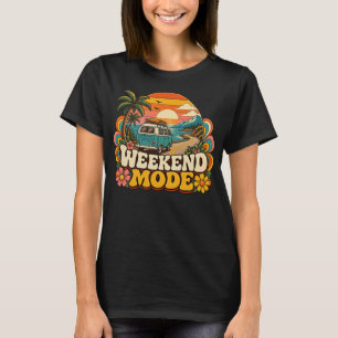 Wochenend-Modus Retro-Camper-Van-Road-Trip-T-Shirt T-Shirt