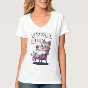 Wochenend-Stimmung Lustige Katze Trinkt T-Shirt