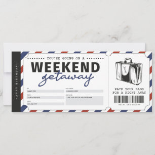 Wochenendausflug-Geschenk-Reise-Ticket-Gutschein Einladung
