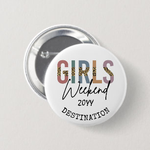Wochenende der Mädchen Gepardendruck Mädchen Reise Button