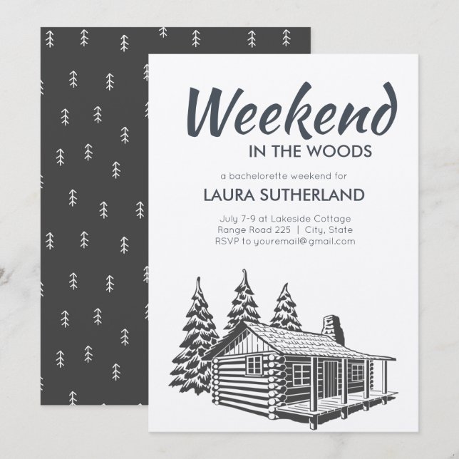 Wochenende in der Woods-Party Einladung (Vorne/Hinten)