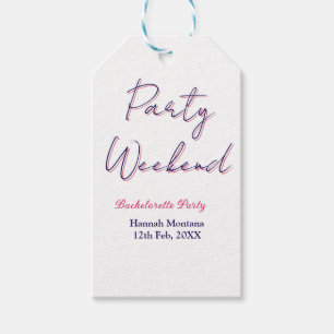 Wochenende Junggesellinnenabschied Name pink blau Geschenkanhänger