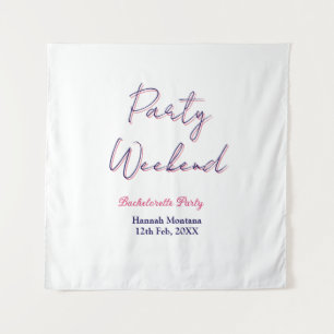 Wochenende Junggesellinnenabschied Name pink blau  Wandteppich