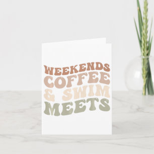 Wochenende Kaffee und Schwimm treffen Retro-Kaffee Karte