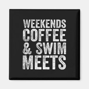 Wochenende Kaffee und Schwimm treffen Retro-Kaffee Magnet