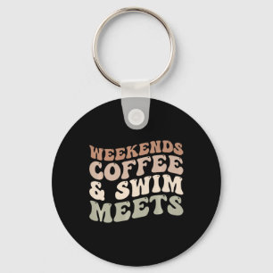 Wochenende Kaffee und Schwimm treffen Retro-Kaffee Schlüsselanhänger