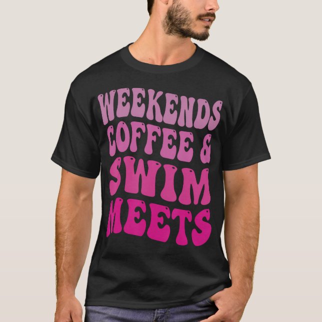 Wochenende Kaffee und Schwimm treffen Retro-Kaffee T-Shirt (Vorderseite)