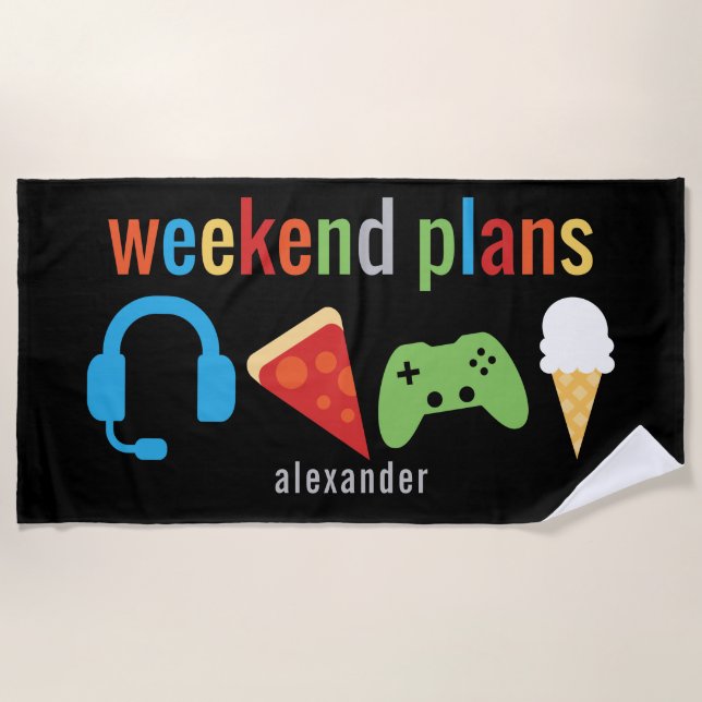 Wochenende plant Gamer-Videospiel-Imbiss-Kinder Strandtuch (Vorderseite)