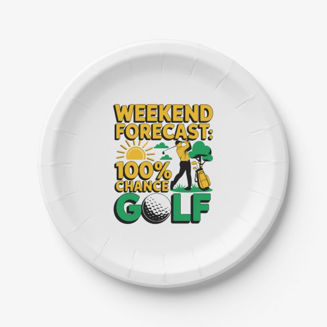 Wochenende Prognose 100% Chance auf Golf Pappteller (Vorderseite)