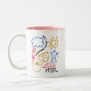 Wochenende Social Club Farbige Bleistiftzeichnung Zweifarbige Tasse