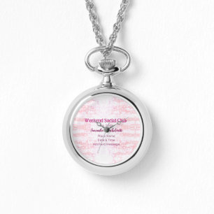 Wochenende Sozialverein pinkfarbener Glitzer Bache Armbanduhr